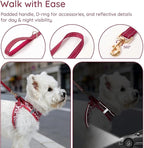 BELLA & PAL Step in Vest Harness for Small and Medium Dogs, No Pull Small Dog Harness with Leash Set, Comfortable Air Mesh Dog Vest Harness with Reflective Strip (Pink Leopard, L)