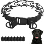 Prong Collar for Medium Dogs, Dog Pinch Collar,Dog Training Collar,High Strength Quick Release Buckle,Comfort Rubber Tips (Black，3.0mm, 20-Inch)