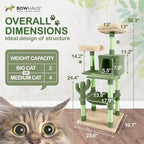 Cactus Cat Tree, Multi-Level Cat Activity Tower with Plush Perch, Scratching Posts, Ramp & Cat Cave Condo for Large Cats & Kittens, 58-Inch