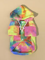 QWEEE Dog Coat & Hoodie - Tie Dye Warm Winter Sweatshirt for Cat & Puppy - Small to Medium Sizes - Multicolor XS