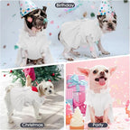 Kuoser Dog Dress, Cute Dog Dresses for Small Dogs Girl Elegant Puppy Tutu with Bow-Knot, Doggie Princess Costume Pet Outfit for Birthday Party Christmas Halloween Wedding, White S