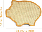 Premium Sisal Cat Scratching Mat with Velcro Tapes - Protect Couch & Carpets, Firm & Thick, Environmentally Safe - Great Gift for Cats (Pig)