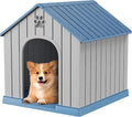 VIXZEN Dog House Outdoor, 26 Inch Resin Dog House Indoor Small Dog - Waterproof & UV-Resistant, Hidden Vents & Stable Structure, Easy Assembly, Versatile Storage, All-Weather Doghouse Outdoor (Blue)