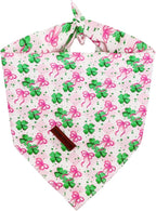 Elegant little tail St Patrick's Dog Bandana, Lucky Clover 1PC Washable Pet Scarf Female or Male Square Dog Bib Kerchief Scarf Adjustable Pet Bandanas for Medium Large Dogs