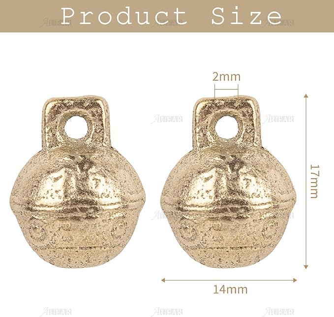 AUEAR, 100 Pieces Vintage Brass Bells 14mm Mini Jingle Bell for DIY Wind Chimes Home Decor