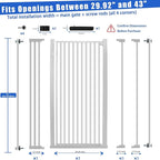 59 Inch Extra Tall Pet Gate for Cats,29.5-43" Adjustable Wide Dog Gates,No Drilling Pressure Mounted Walk Through Tall Cat Gate for Doorways,Hallway,Stairs