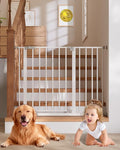 InnoTruth 29.5–40.75" Baby Gate for Stairs, 30" Tall Dog Gates for Doorways & Hallways, Safety Gate for Kids & Pets, Pressure-Mounted Walk-Through with Dual Lock & 2-Way Swing, White