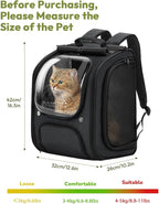 Pecute Cat Backpack Carrier, Large Space Cat Bubble Backpack, Breathable Cat Carrier, Shaded Dog Backpack Carrier, Ergonomic 3D Design for Travel, Hiking, Walk, Suitable for Shopping, Car, Vet, Black