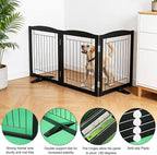 Dog Fence Indoor,Dog Gate Indoor for Doorway pet gate -3-Panel Freestanding, Hallways, House or Stairs -60x32-Inch Retractable Foldable Expandable Wood Pet by SFJC (Black) ﻿