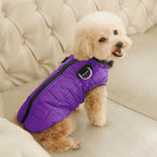 Warm Fleece Dog Coats with Durable Harness Buitl in D-Ring,Waterproof Doggie Jacket for Medium Dogs,Dog Vest for Cold Winter,Purple L