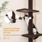 Cat Craft Cat Tree Floor to Ceiling 95-108" Tall Cat Tree Carpet Cat Tower Kitten Tree Sisal Scratching Post and Mat Cat Pole for Indoor Cats, Brown