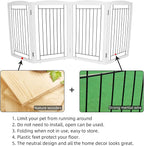 ZJSF Freestanding Foldable Dog Gate - Extra Wide White Puppy Gate for Stairs & Doorways - Tall 4 Panels Wooden Pet Fence