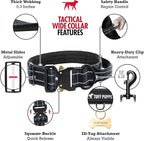 Tuff Pupper Tactical Dog Collar with Handle | Heavy Duty Adjustable Dog Collar | Military Nylon Collar for Large Dogs | Quick-Release Buckle | Soft Padded Comfort | Training Control (Black, Large)