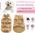 AOFITEE Dog Coat, Small Dog Coat Winter, Waterproof Dogs Jacket, Warm Fleece Dogs Snowsuit Pet Puffer Jacket, Windproof Pet Fleece Vest, Female Male Pets Cold Weather Coats Snow Jackets, Gold, L