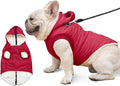 Fleece Lining Dog Hoodie with Harness Built in,Extra Warm Medium Dog Jacket in Winter Doggie Coats with Hooded,Red L