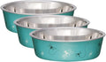 Loving Pets Bella Bowl Designer & Expressions Dog Bowl, Medium, Dragonfly, Turquoise (Pack of 3)