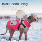 IECOii Dog Winter Jacket for Small Dogs, Waterproof Dog Coat with Harness Built in, Windproof Reflective Zip Up Fleece Jacket for Dogs, Puppy Thermal Warm Snowsuit for Cold Weather, Rosered, S