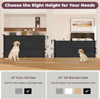 42" Extra Tall Retractable Baby Gates for Stairs, 76" Wide Dog Gate Indoor Outdoor for Doorways Deck Kitchen, Long Mesh Safety Gate for Child Toddler, Prevent Pet from Jumping Over, Black