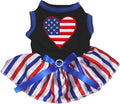Petitebella USA Heart Puppy Dog Dress (Black/Stripes, XXX-Large)