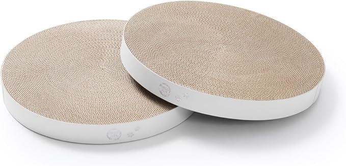 Necoichi Cat Scratcher Bowl Replacement for Indoor Cats - Cat Scratching Lounger with Reversible Usability and Extra Comfort for Lounge, Cardboard Bed Couch / (Regular, Hologram White)