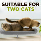 Cat Window Perch – Strong 6 Suction Cup Foldable Cat Hammock Bed for Large Cats and Kittens That Holds up to 50 lbs with Washable Reversible Cover, Sturdy Metal Frame for Window (Gray)