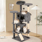 53-inch Cat Tree Tower for Indoor Cats,Cat Tree House Cat Furniture with Sisal Scratching Post,2 Cat Caves,Dangling Toys