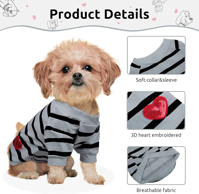 Pet Dog Striped T-Shirt Dogs Cats Cotton Vest Spring Summer Pet Apparel Tee Shirt Suitable for Small and Medium Large Pets French Bulldog Bichon