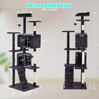 FDW | 70" Cat Tree Tower | Ashy | Multi-Level Indoor Activity Center with Sisal Scratching Posts, Condos, Plush Perches, Hanging Cat Toys | Sturdy, Easy to Assemble | for Kittens & Adult Cats