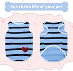 Pet Dog Striped T-Shirt Dogs Cats Cotton Vest Spring Summer Pet Apparel Tee Shirt Suitable for Small and Medium Large Pets French Bulldog Bichon