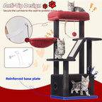 Taoqimiao Gothic Cat Tree,38.5-Inch Cat Tower for Indoor Cats,Suitable for Kittens with Luxurious cat condo with Adjustable Baskets and Luxurious Perch MS029SBR Black and Red