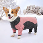 Dog Winter Coat - Soft, Warm, Windproof Fleece Dog Sweatshirt - High Neck Full Body Onesie for Walking, Hiking, Travel, Home Wear - Pin Grey M