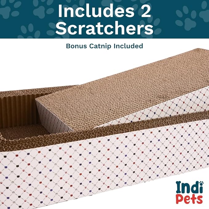 Indipets Cat Scratching Bed with Inner Scratcher, Two in One Bed and Scratcher, (Open Bed)