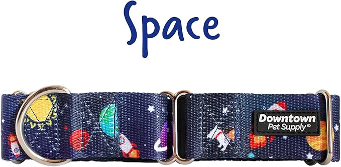 Downtown Pet Supply Big and Wide Durable Martingale Training Collars for Dogs and Puppy in Small,Medium,Large,and Extra Large Dog Collar (Space),X-Large: 18.5 inch-34