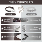Martingale Collar for Dogs No-Pull Adjustable Training Collar with Stainless Steel Chain - Genuine Leather Anti-Slip Design for Small,Medium,Large Breed Dogs - Brown (S)