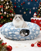 Grelife Cat Tunnel Bed for Indoor Cats, Cute Cat Tunnel Toys, Cat Donut Tunnel Toys with Washable/Removable Cushion, Non-Slip Base, for Cats, Kittens, Small Pets(33.5")