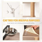 Cat Tree with Litter Box Enclosure, 2-in-1 Modern Cat Tree Tower, All-in-one Cat Condo for Indoor Cats with Large Hammock, Bed, Food Station, Scratching Posts, Cat Furniture for Indoor Cats (23.6”)