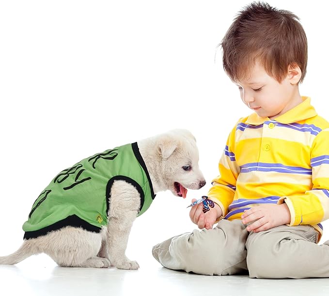 Saintrygo 8 Pieces Dog Shirts Pet Printed Clothes with Funny Letters Summer Pet T Shirts Cool Puppy Breathable Dog Outfit Soft Sweatshirt Cats(Classic Pattern,Small)