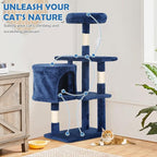Cat Tree 36 Inch Cat Tower for Indoor Cats with Scratching Post,Padded Perch,Hanging Toys for Kittens & Adult Cats,Beige (Navy Blue)