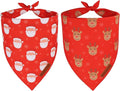 ADOGGYGO Red Christmas Dog Bandanas, Santa Reindeer Print Pet Scarf, Premium Durable Fabric, Red Christmas Bandanas for Extra Large Dogs (X-Large)