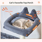 Taoqimiao Cat Tree for Indoor Cats, 55.1In Sturdy Cat Tower, Large Platform, Rotatable Round Condo with Large Scratch Board, Extended Cat House, Thickened Full-Sisal Scratching Post, Smoky Gray, F10G