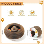 Magic Organ Cat Scratcher Board with 3 Balls, Foldable Recyclable Accordion Cats Toy with Ball and Track Adventure, Cat Scratching Pad, Retractable Reversible Furniture Protector(Brown)