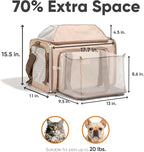 FUKUMARU Expandable Cat Carrier, 18x11x11 Soft Cat Travel Carrier, Ventilate Airline Approved Dog Carrier, Durable Small Dog Carrier with Anti-Scratch Mesh, Escape-Proof Pet Carrier for Cat, Pink