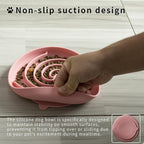 Slow Feeder Dog Bowls, Dishwasher Microwave Safe Silicone Puppy Puzzle Bowl with Non-Slip Design for Eating (Powder Pink)