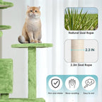 Cat Tree 53 inches Cat Tower for Indoor Cats Cat House with Replaceable and Removable Dangling Ball Cat Trees and Towers with Funny Toys, Green