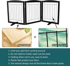 Dog Fence Indoor,Dog Gate Indoor for Doorway pet gate -3-Panel Freestanding, Hallways, House or Stairs -60x24-Inch Retractable Foldable Expandable Wood Pet by SFJC (Black) ﻿