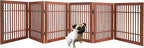 Urnporium Pet Dog Gate Freestanding, Strong Durable Folding Wooden Fence, Portable Acacia Hardwood Safety Barrier for Indoor & Outdoor Use (Brown Pet Gate, 6 Panel 24" Tall)