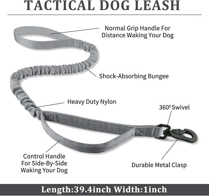 COOYOO Dog Collar,3 Piece Set Tactical Dog Collars, Adjustable Military Training Nylon Dog Collar with Control Handle and Heavy Metal Buckle for Medium and Large Dogs