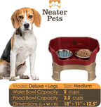 Neater Feeder Deluxe Mess-Proof Elevated Dog Bowls for Medium Dogs (19–40 lbs), 2 Height Adjustable (10” & 12.5”) No-Spill Raised Dog Bowl Stand, Stainless Steel Food Bowl Set, Made in USA, Cranberry
