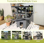 4-Tier Cat Tree Outdoor/Indoor Cat House, Weatherproof Wooden Cat Tower, Multi-Level Feral Cat Shelter with Ramps, Scratching Post & Enclosed Condo, Outside Cat Enclosure for Multiple Cats,Grey