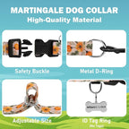 Martingale Collar for Dogs with Buckle Adjustable Nylon Slip No Pull Training Dog Collars (Beige Floral, Large)